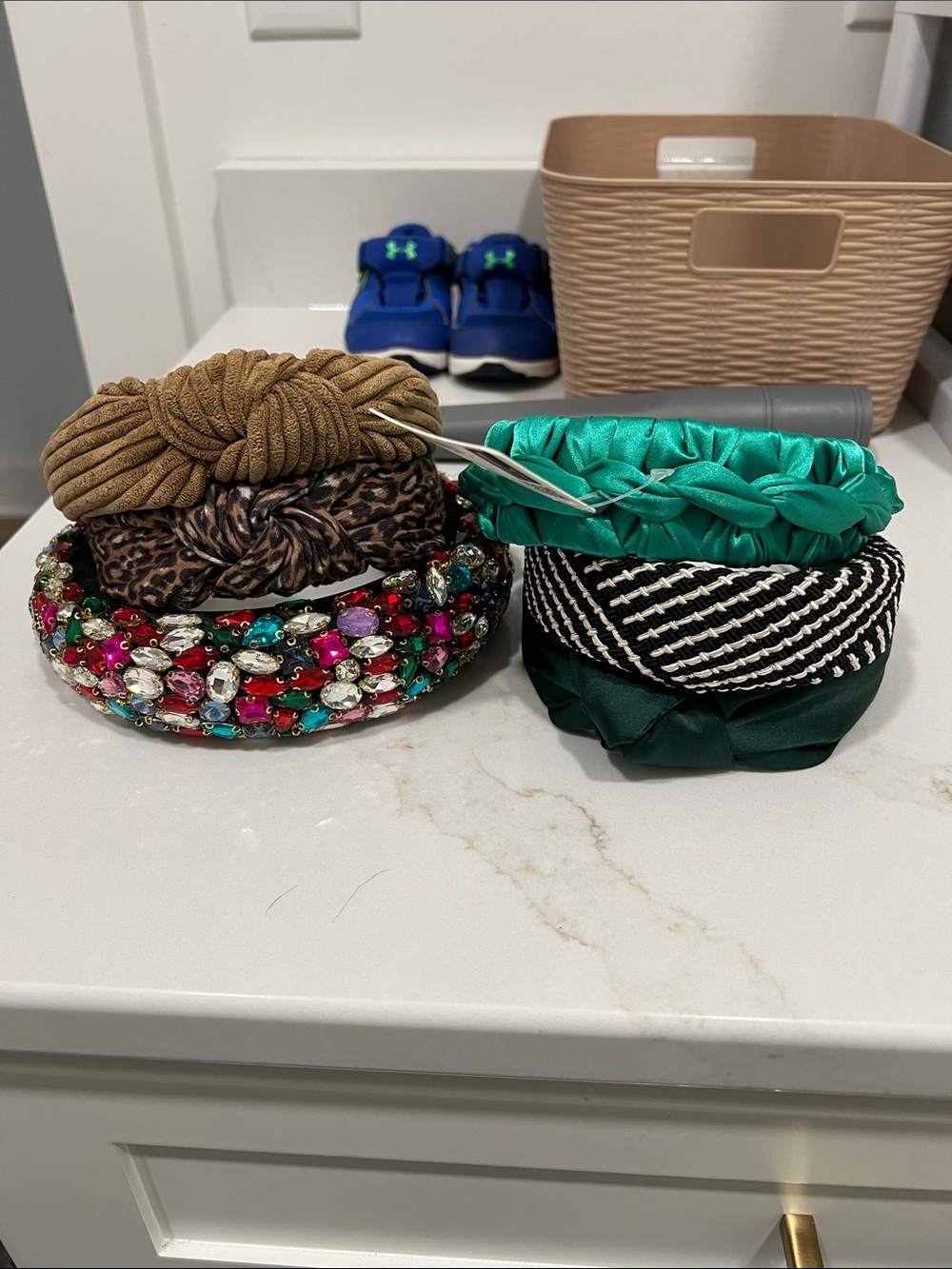 Stylish Mixed Headband Set in Green, Brown & Multicolor - Unbranded